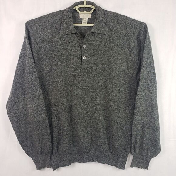 Tricots St Raphael Sweater Mens XL Gray Pullover 1/4 Button Cotton Blend - Picture 1 of 6